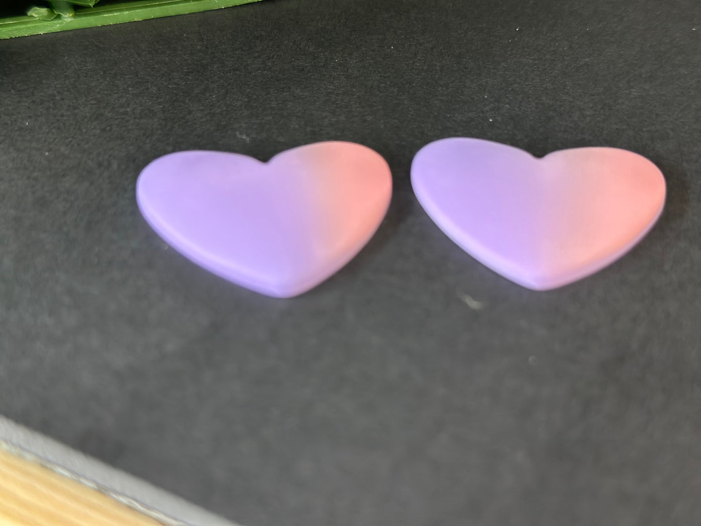 Light Pink & Purple Heart Flat Back