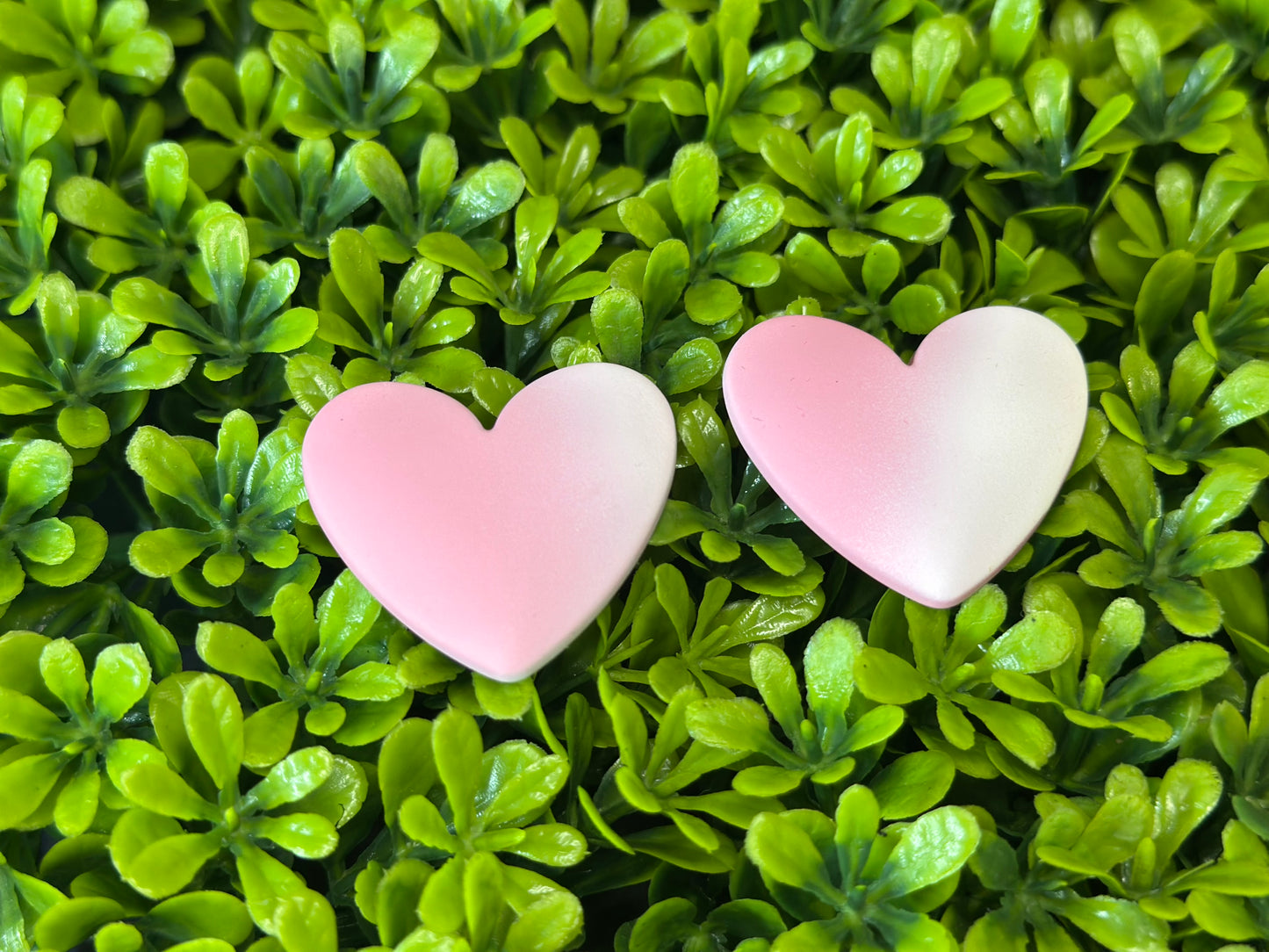 Light Pink & White Heart Flat Back