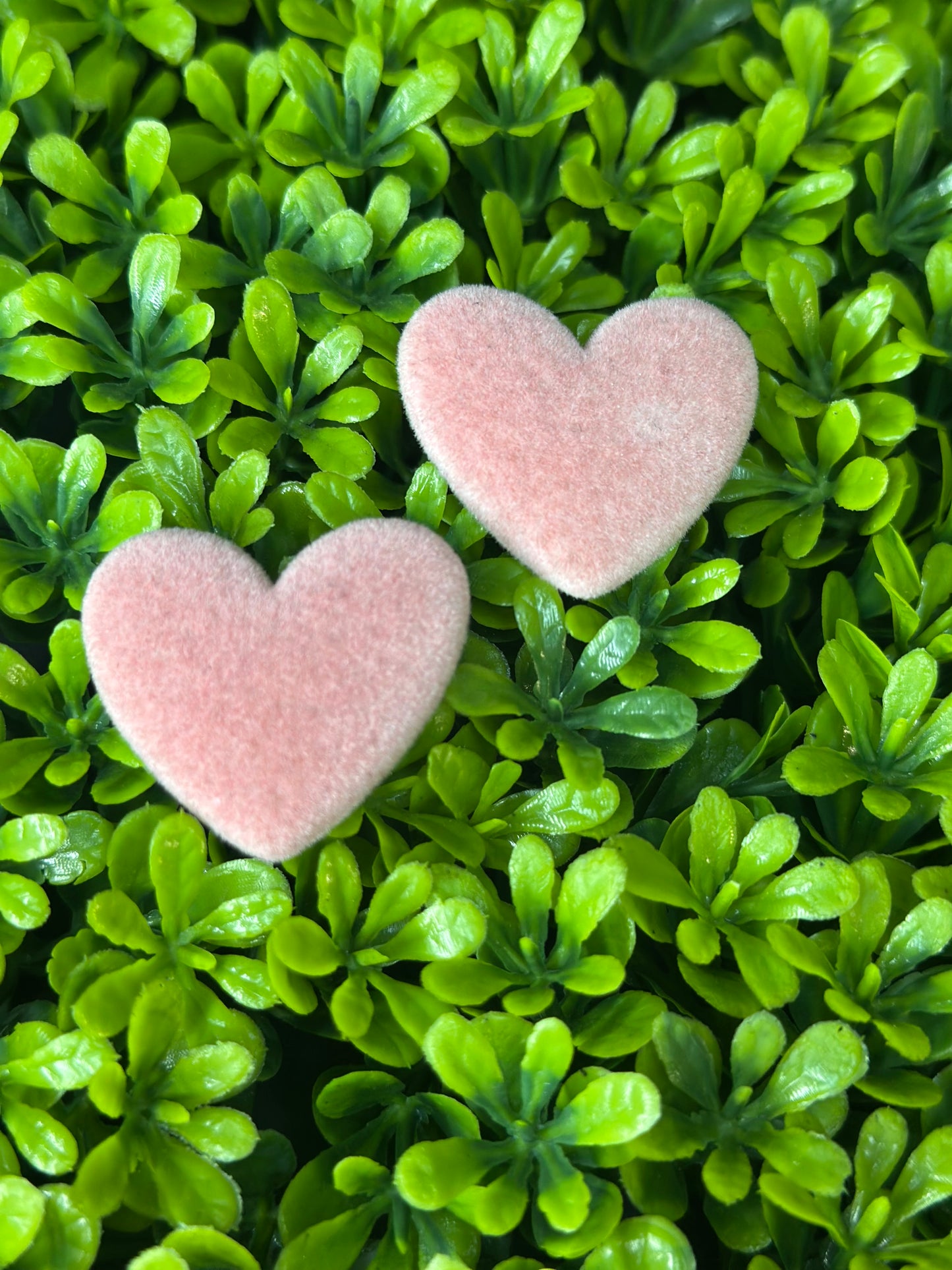 Light Pink Flocked Heart Flat Back