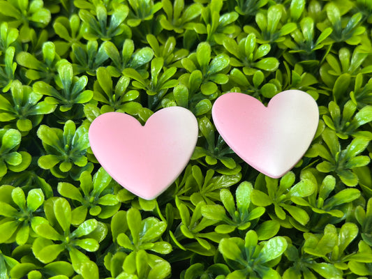 Light Pink & White  Heart Flat Back