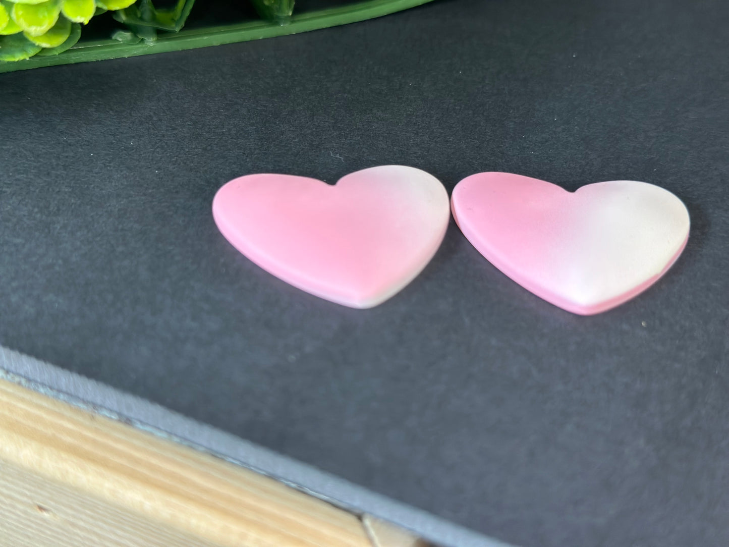 Light Pink & White  Heart Flat Back