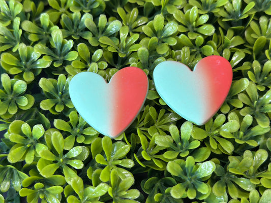 Green & Orange  Heart Flat Back