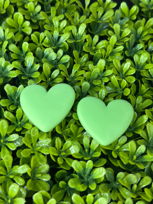 Light Green Heart Flat Back